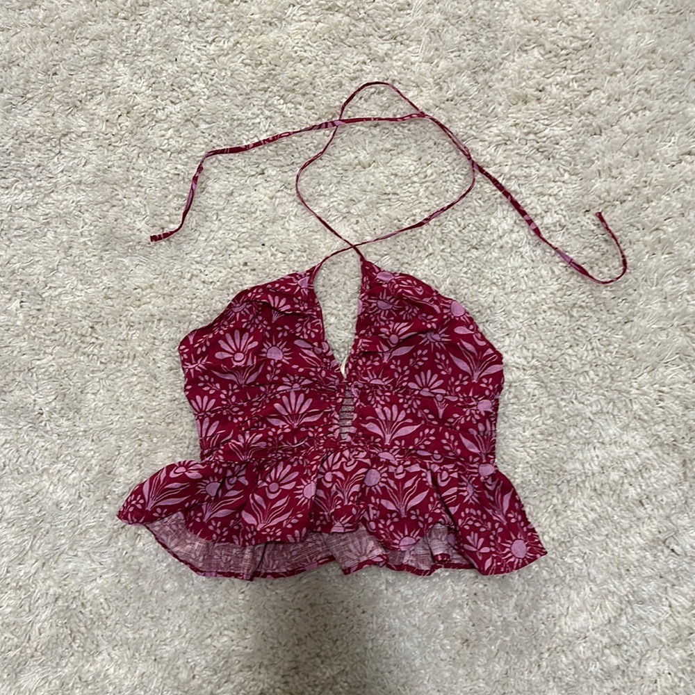 Pink Patterned Free People tank top